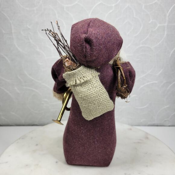 Handmade Primitive Santa Door Stop Weighted 10” Wool Coat Burlap Sack Vintage - Picture 6 of 12